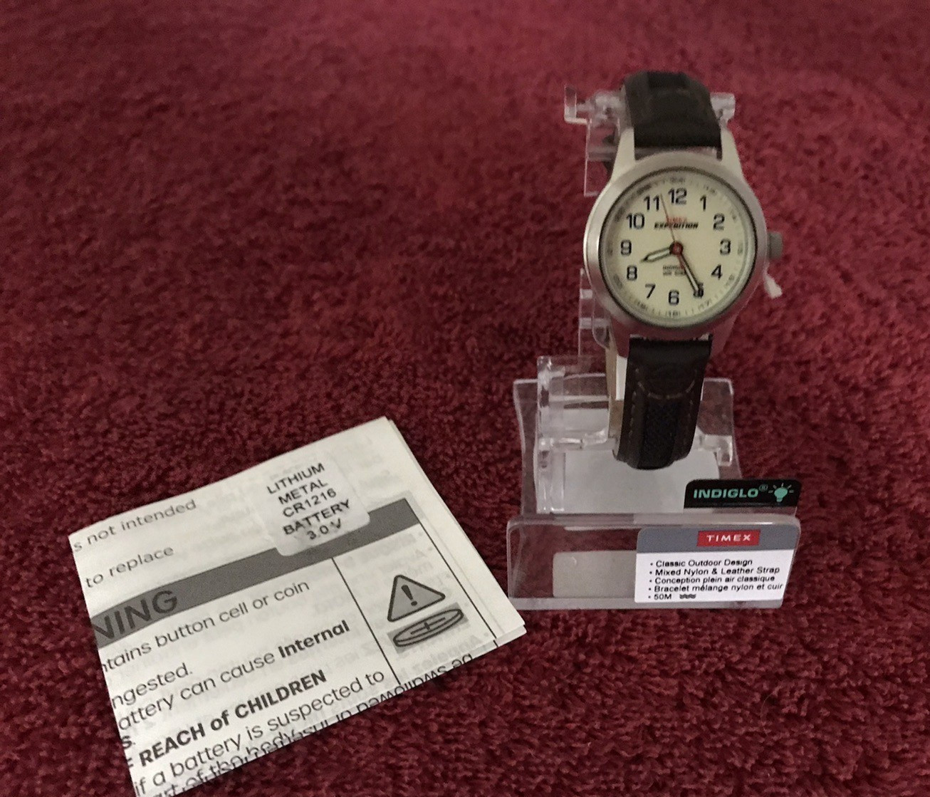 Timex Women Expedition Indiglo Brown Leather Watch 50M Water Resistant T411819J
