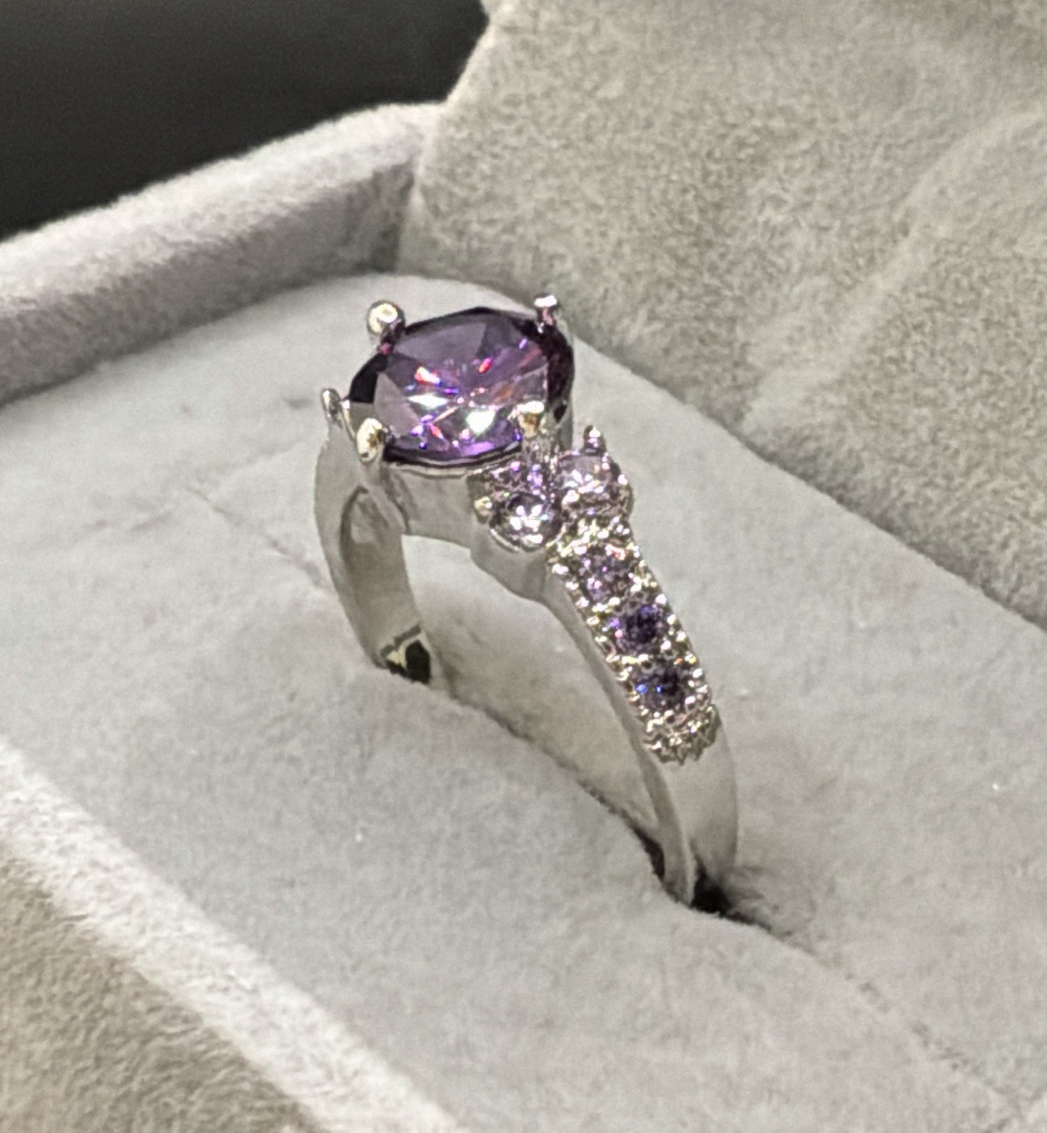 AMETHYST RING – 8mm Or 2.0ctw – Amethyst Accent Stones – .925 Sterling Silver !!