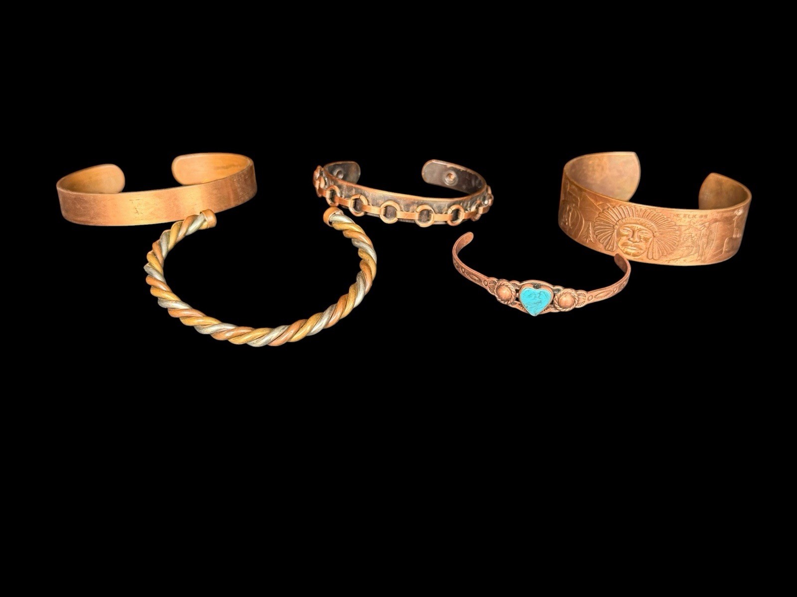 5 Vintage Southwest Copper Cuffs