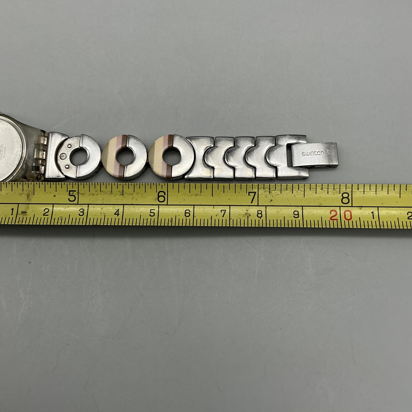 Vintage Swatch Metallic Dune Womens Watch 25mm Stainless Swiss New Battery 7.75″