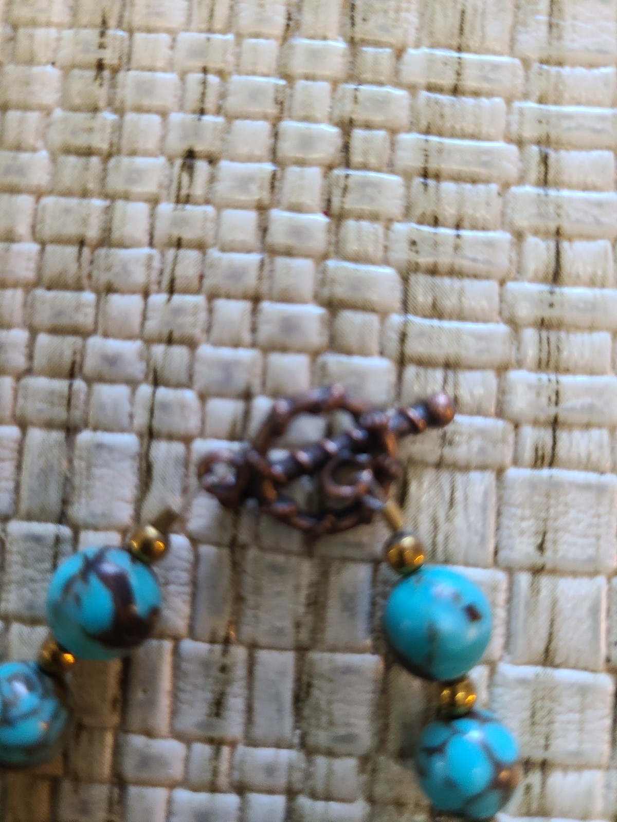 Turquoise Bronzite Beaded Bracelet 7 Inches