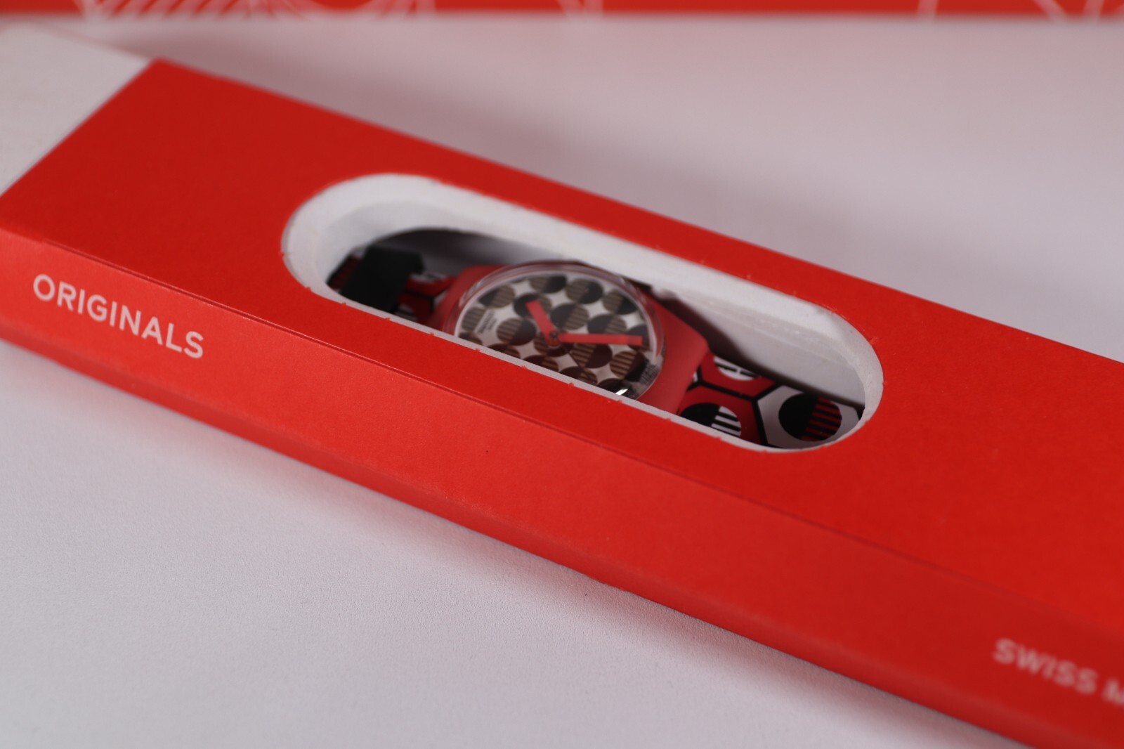 New Swiss Swatch Originals Swaiti Red Multicolor Silicone Watch 34mm GR163 Black