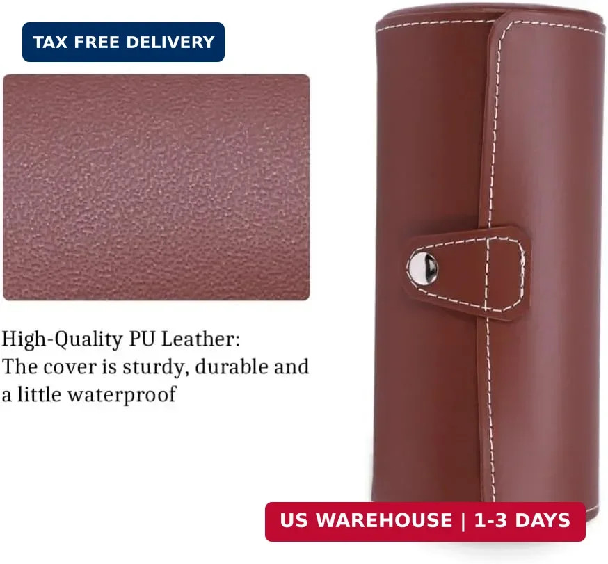 3 Slot PU Leather Watch Roll Case Travel Jewelry Organizer with Soft Pillows Sec