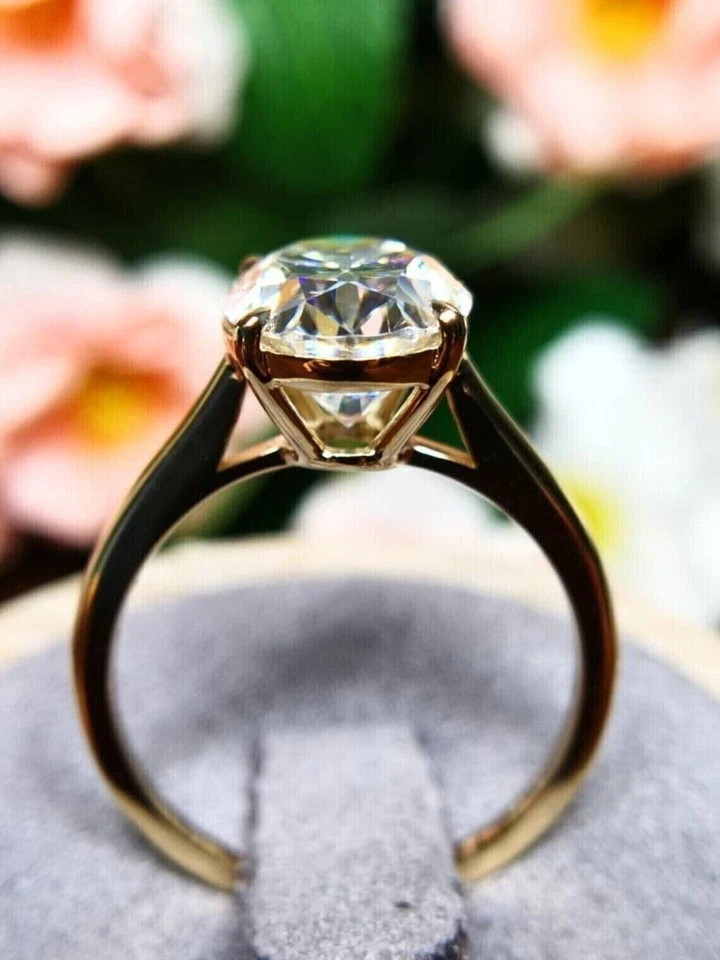 3CT Lab Created Diamond Oval Big Engagement Wedding Ring 14k Yellow Gold Plated