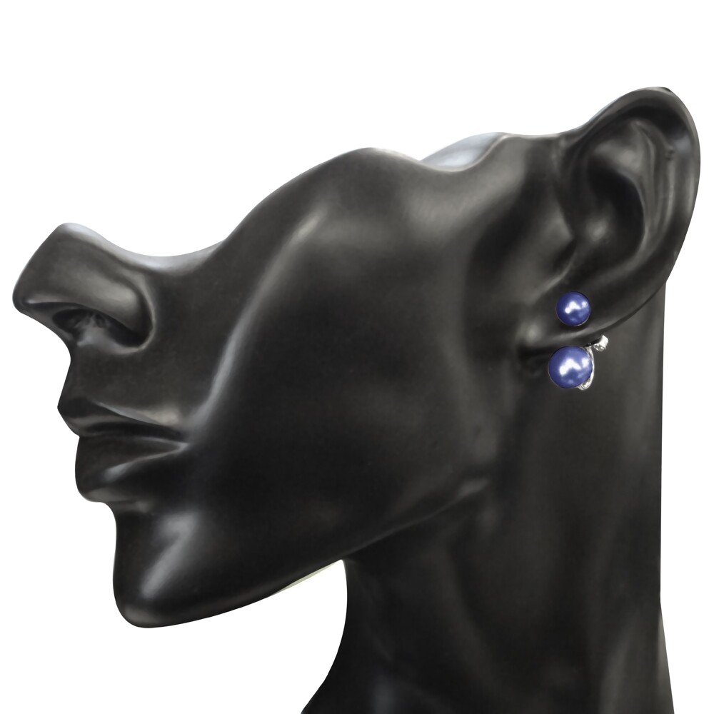 Sterling Silver Blue Freshwater Cultured Pearl Front-Back Earrings