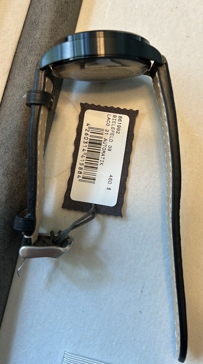 Laco Bielefeld Automatic Pilot watch PVD NWT 861992