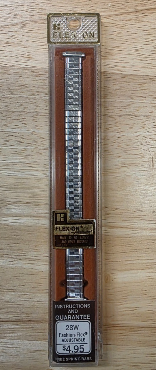 Flex On Fashion Flex Adjustable Silver Watch Band. 28W. NOS.