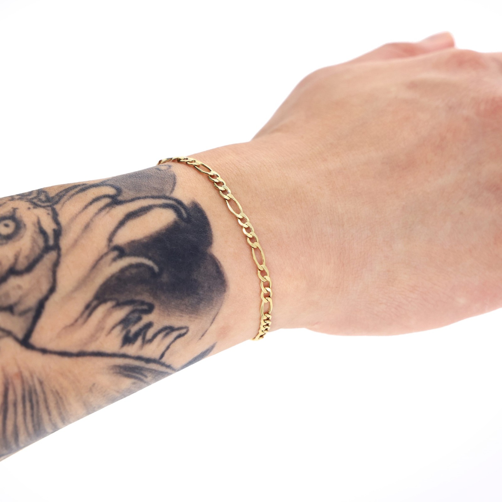 10K Yellow Gold 3.5mm-9mm Italian Figaro Chain Link Bracelet Mens Women 7″ 8″ 9″