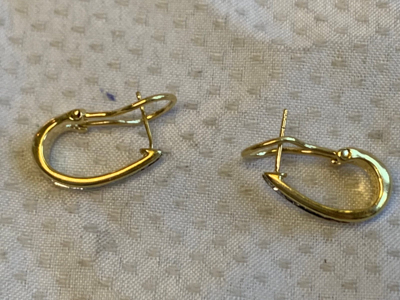 14K Yellow Gold Diamond Earrings 4.82g Fine Jewelry Half Hoop Omega Backs *READ*