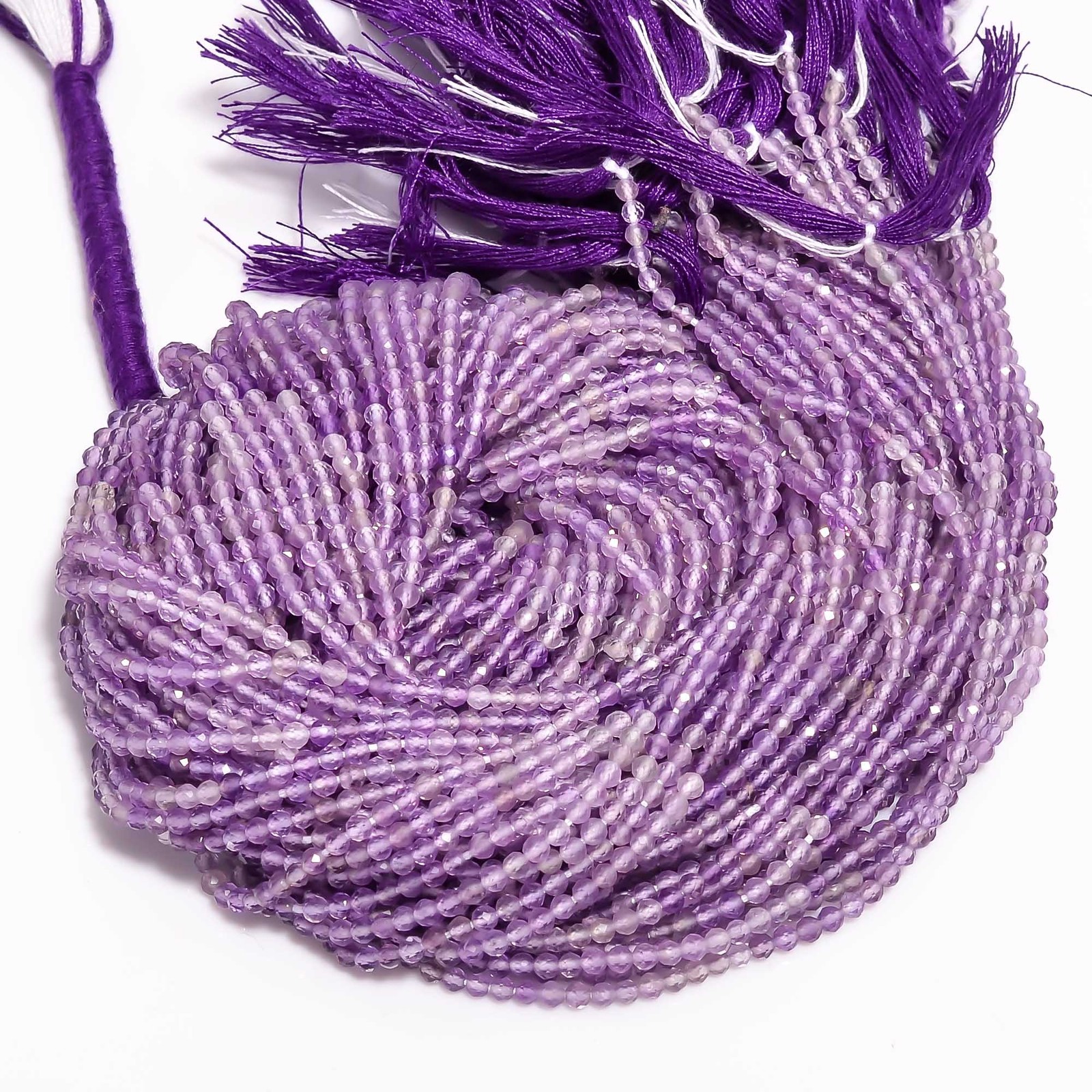 Natural Amethyst Shaded Gemstone Round Micro Faceted Beads 2.5-3 mm Strand 12.5″