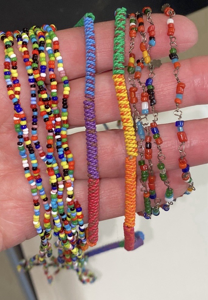 4 Boho African Love Beaded Necklaces. 24″ 40″ & 2×60″ Fashion Statement