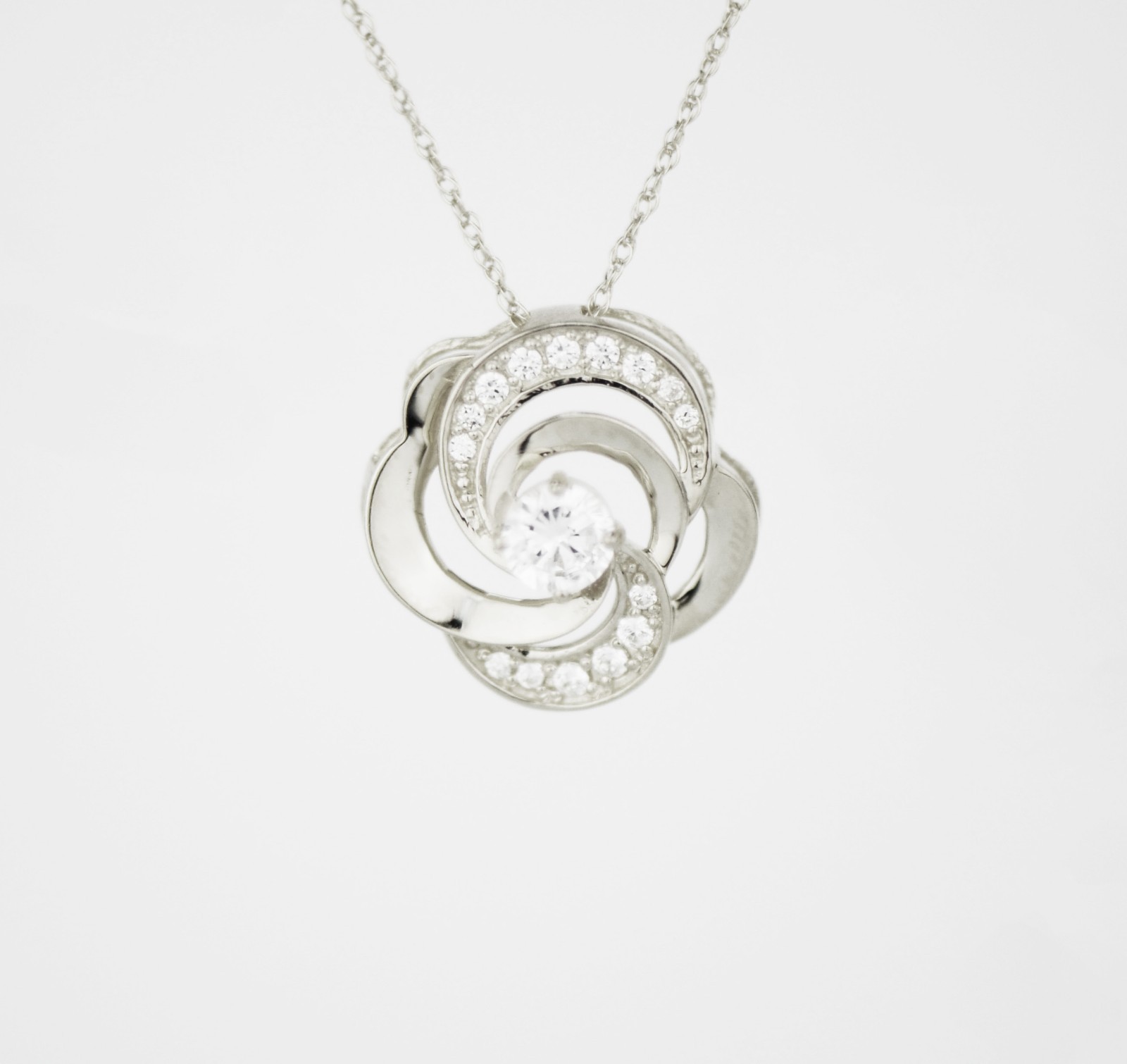 14k Yellow and White Gold CZ Flower Pendant