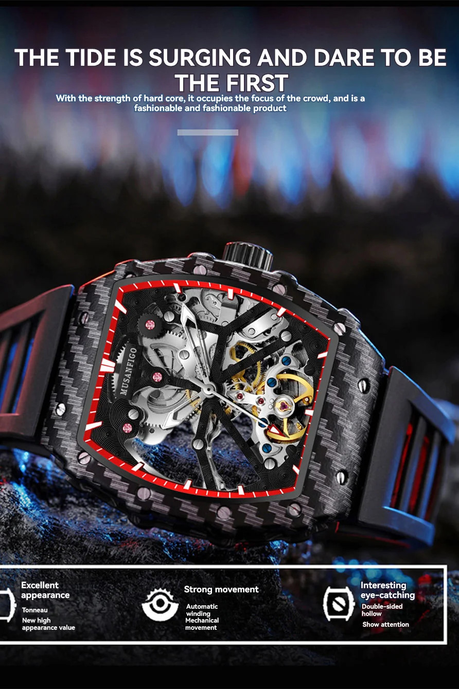 Men’s Automatic Skeleton Mechanical Watch Luxury Casual Business Fashion