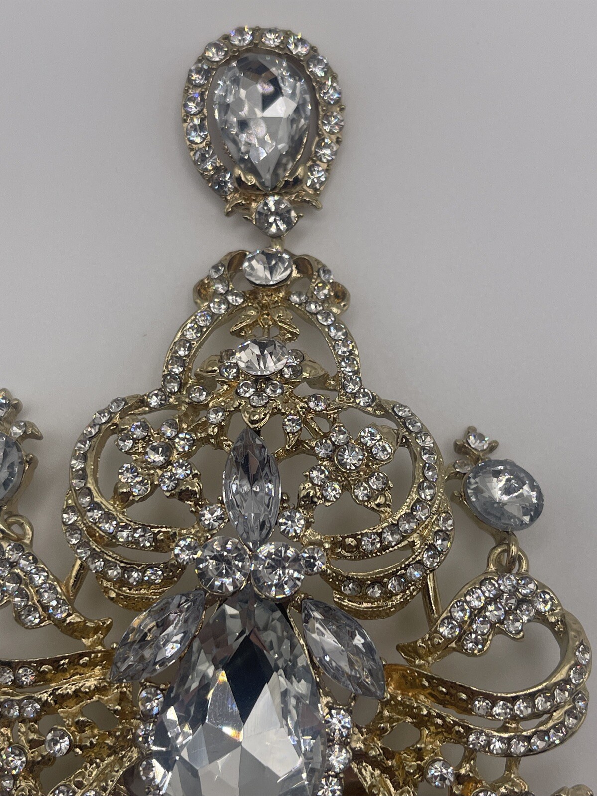 HUGE Chandelier Rhinestone Brooch/Ornaments/Special Occasion Decor 5”x3” ELEGANT