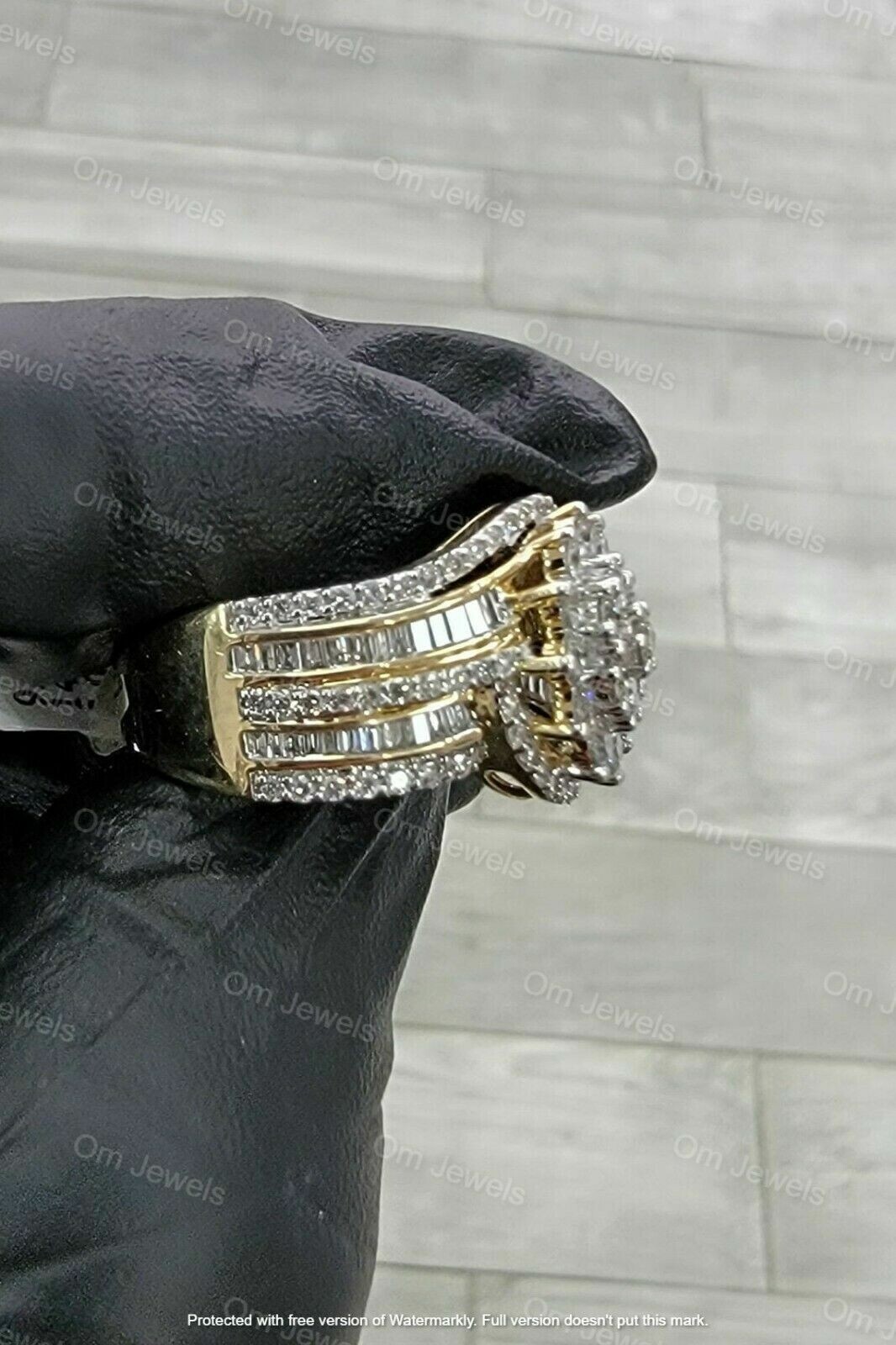 2Ct Lab-Created VVS1/D Diamond Cluster Engagement Ring 14k Yellow Gold Finish