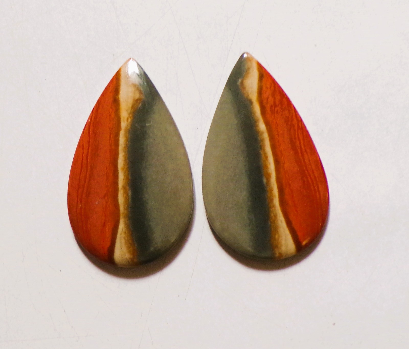 41.25 Cts Natural Polychrome Jasper Cabochon Match Pair Gemstone 35X21MM 24