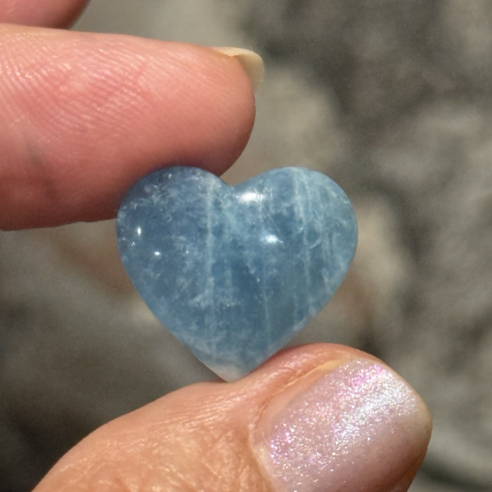 13.2ct 18.7×17.2×5.4mm Smooth Blue Aquamarine Heart Shaped Cabochon Loose Gem