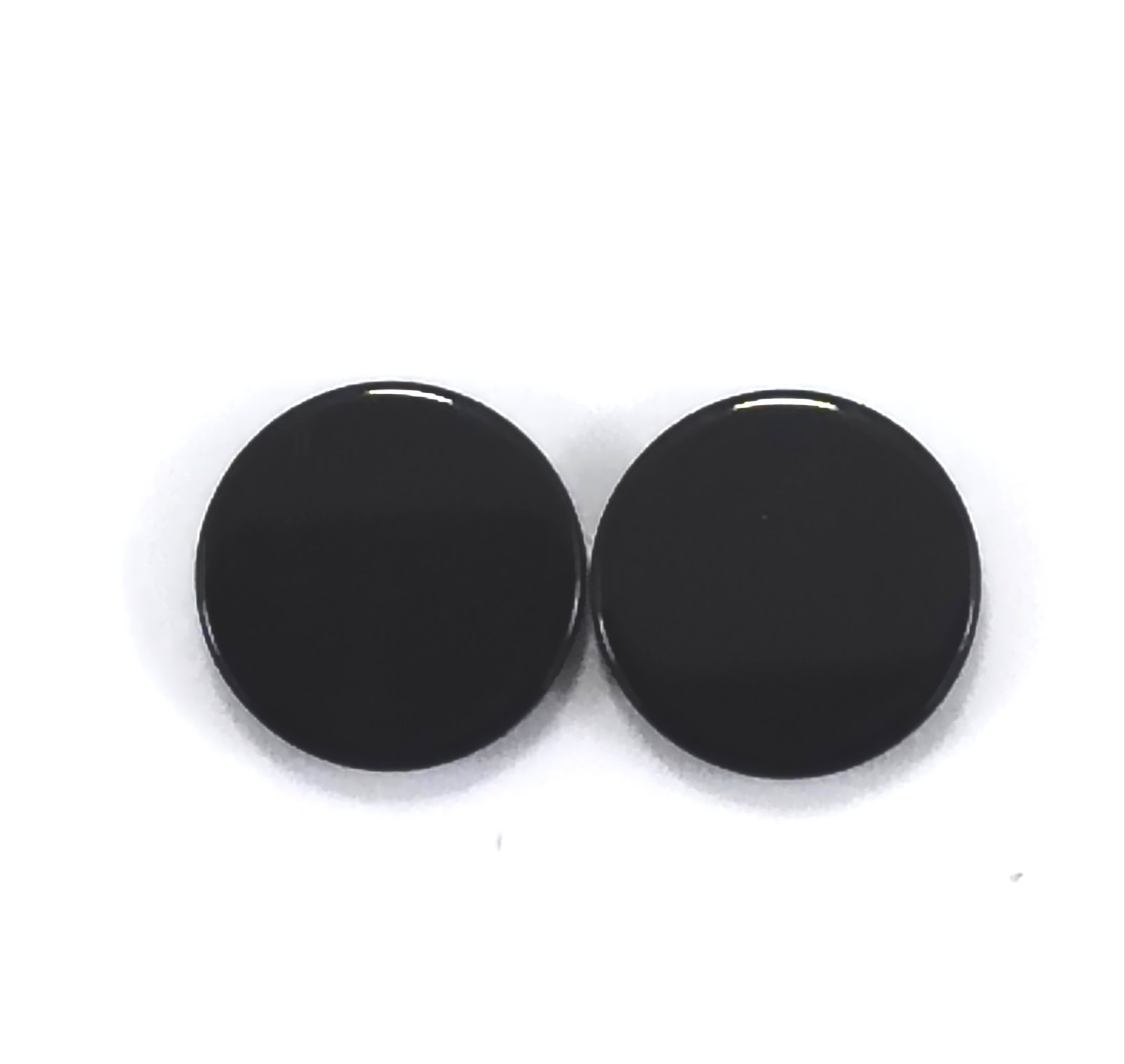 12mm FLAT ROUND GENUINE BLACK OBSIDIAN DISC / COIN LOOSE GEMSTONE PAIR