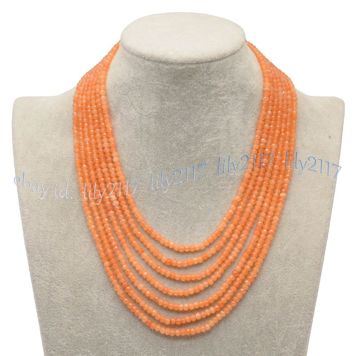 7 Rows Faceted 2x4mm Multicolor Jade Gemstone Rondelle Beads Necklaces 17-23”