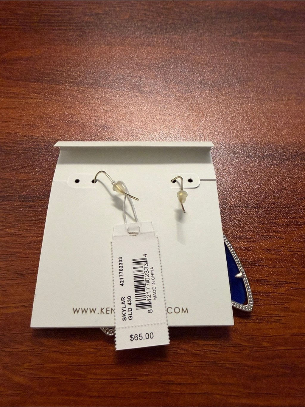 NWT Kendra Scott Skylar Gold Drop Earrings Cobalt Blue