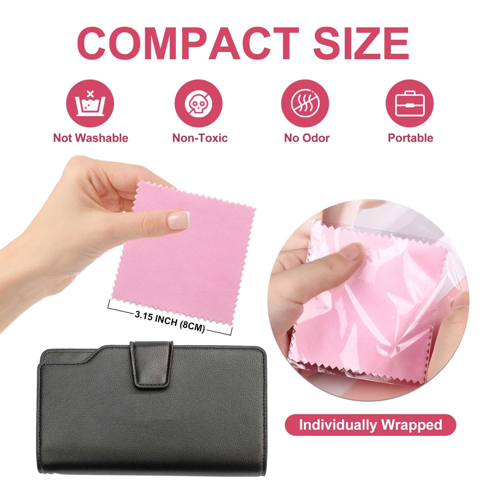 50pcs Jewelry Cleaning Cloth Pink Polishing Cloth for Sterling Silver Gold Pl…