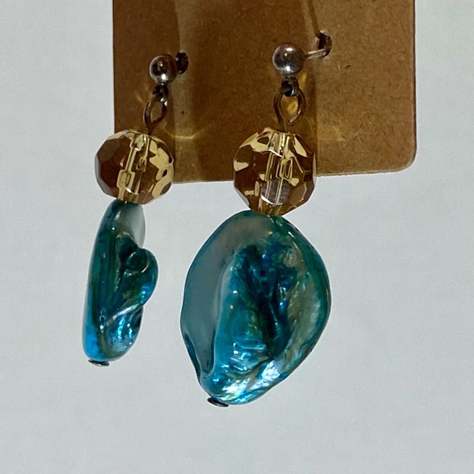 Turquoise Beaded Natural Ocean Beach Teal Sea Blue Dangle Drop Fine Earrings