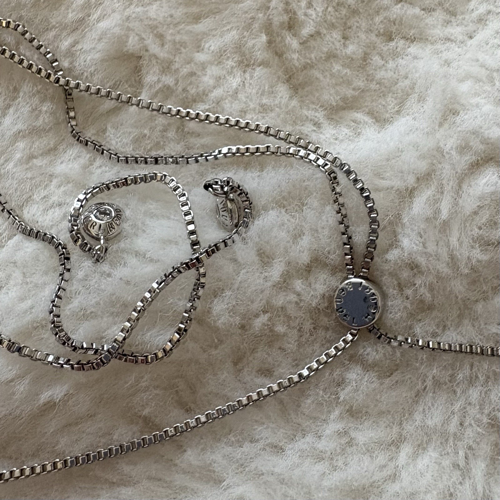 Vintage Henri Bendel Hematite Bead Crystal Pave Adjustable Bolo Necklace Silver