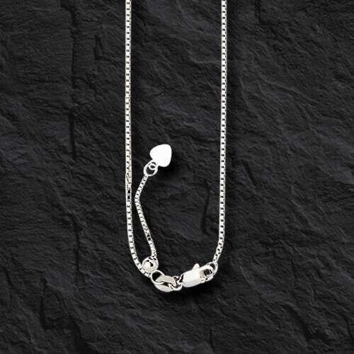 14k WHITE Gold 18″-22′ Adjustable Box Pendant Chain/Necklace 1.1MM 4.1 gram