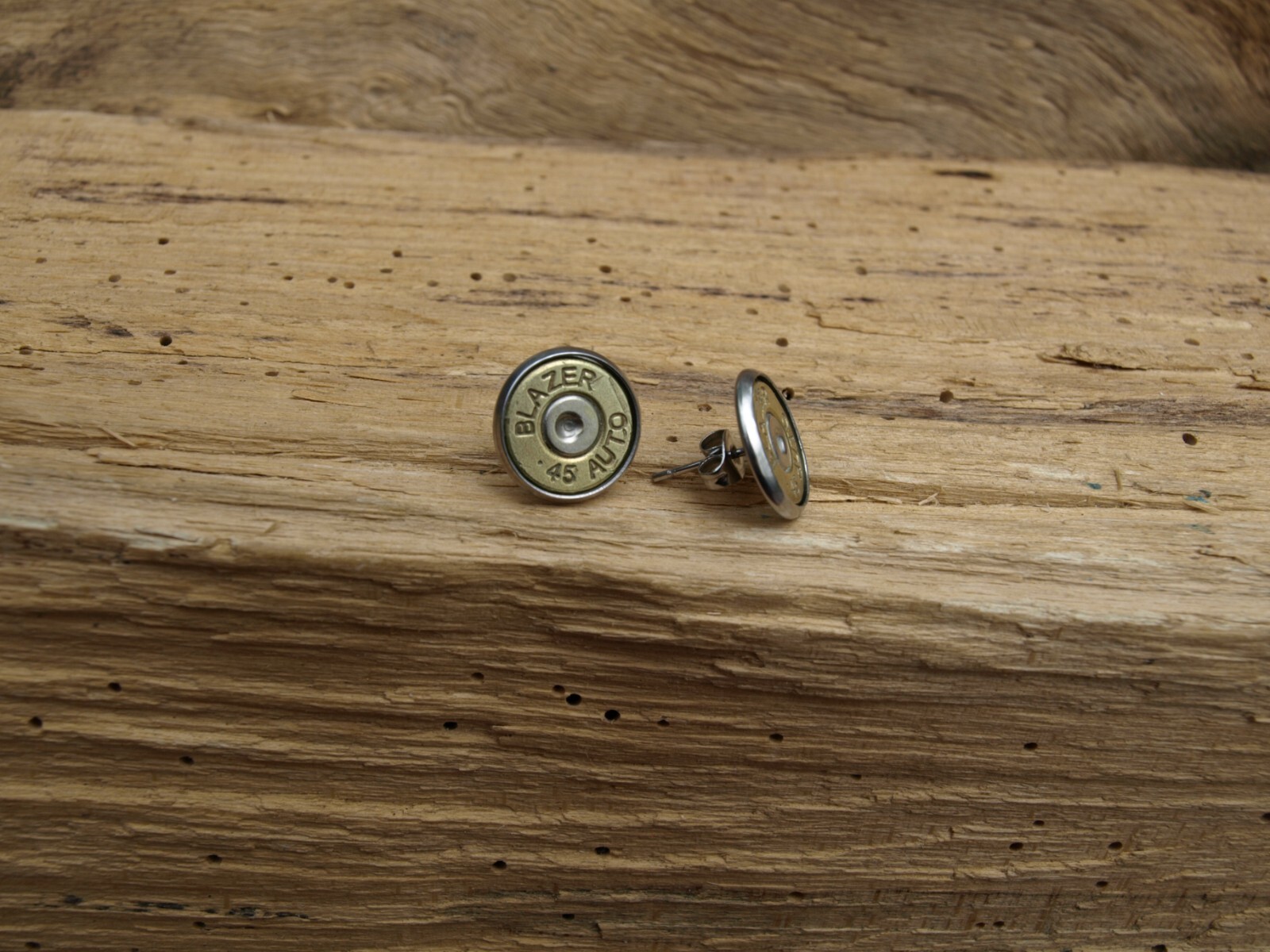 Stainless Steel Bullet Stud Earrings. Optional Glass Crystal.