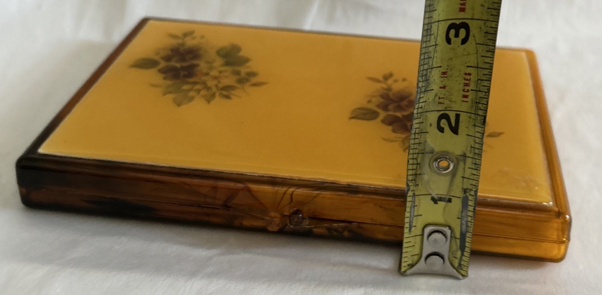 Vintage Faux Tortoise Shell Plastic Slim Travel Compact Jewelry Vanity Case 6”