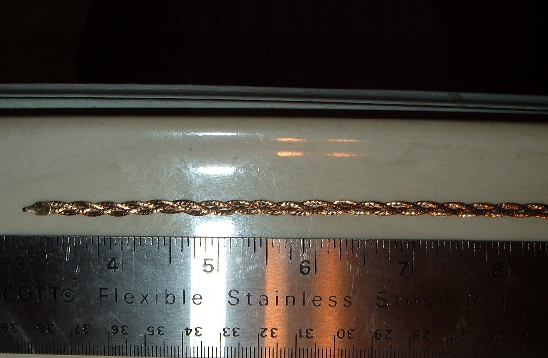 STAMPED 14k Yellow Gold filled BRACELET 4mm WOVEN LINK Chain Design 4mm clasp