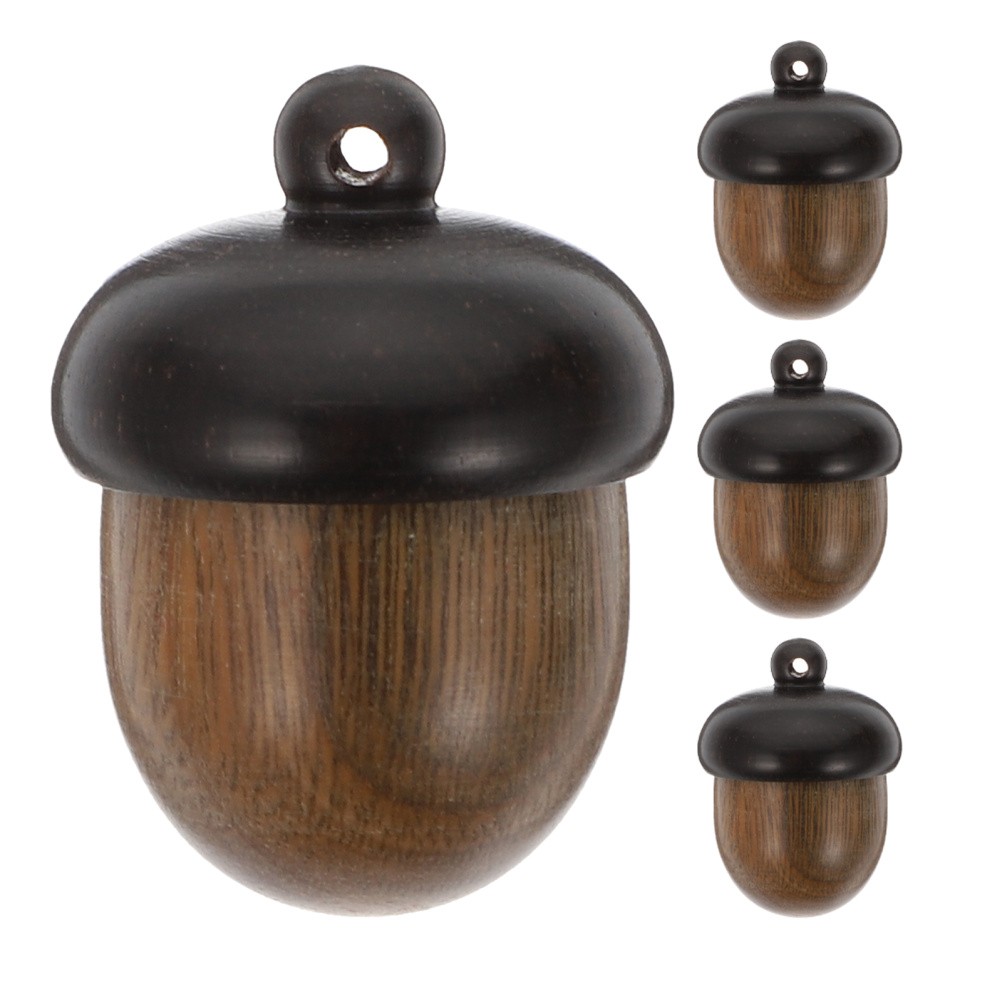 4 Pcs Wooden Nut Hanging Ornament Acorn Necklace Pendant Charm Charms Antique