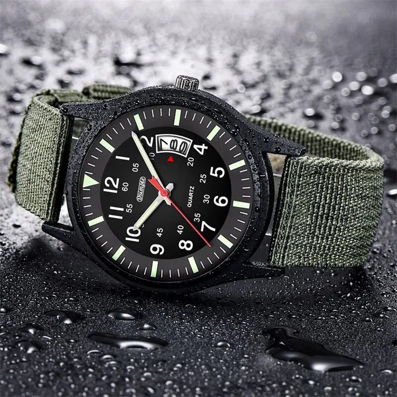 Men’s Military Army Luminous 24 Hours Dial Nylon Strap Date Quartz Wrist Watch