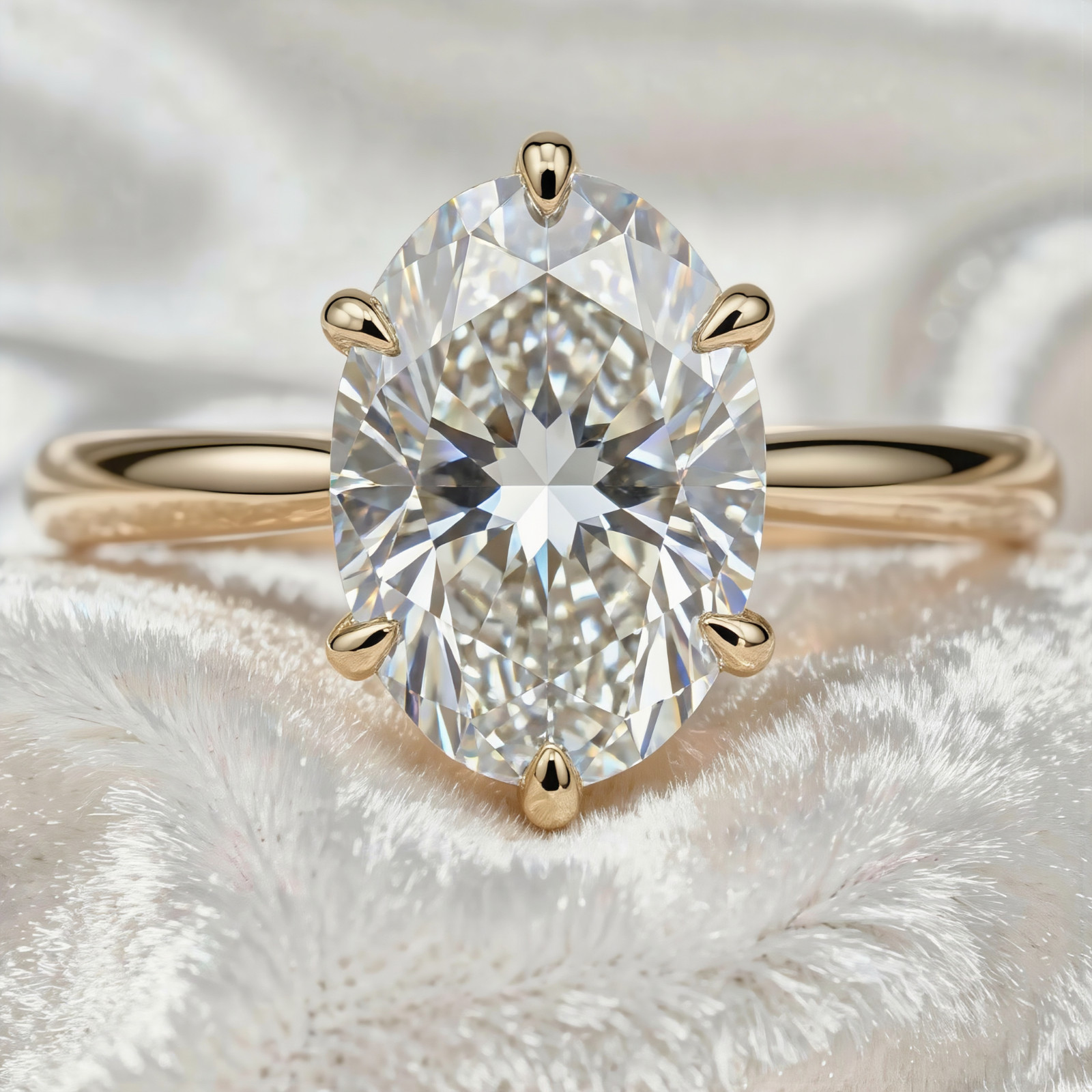 2.0Ct oval Cut moissanite Six prong Solitaire Engagement Ring 14k gold Plated