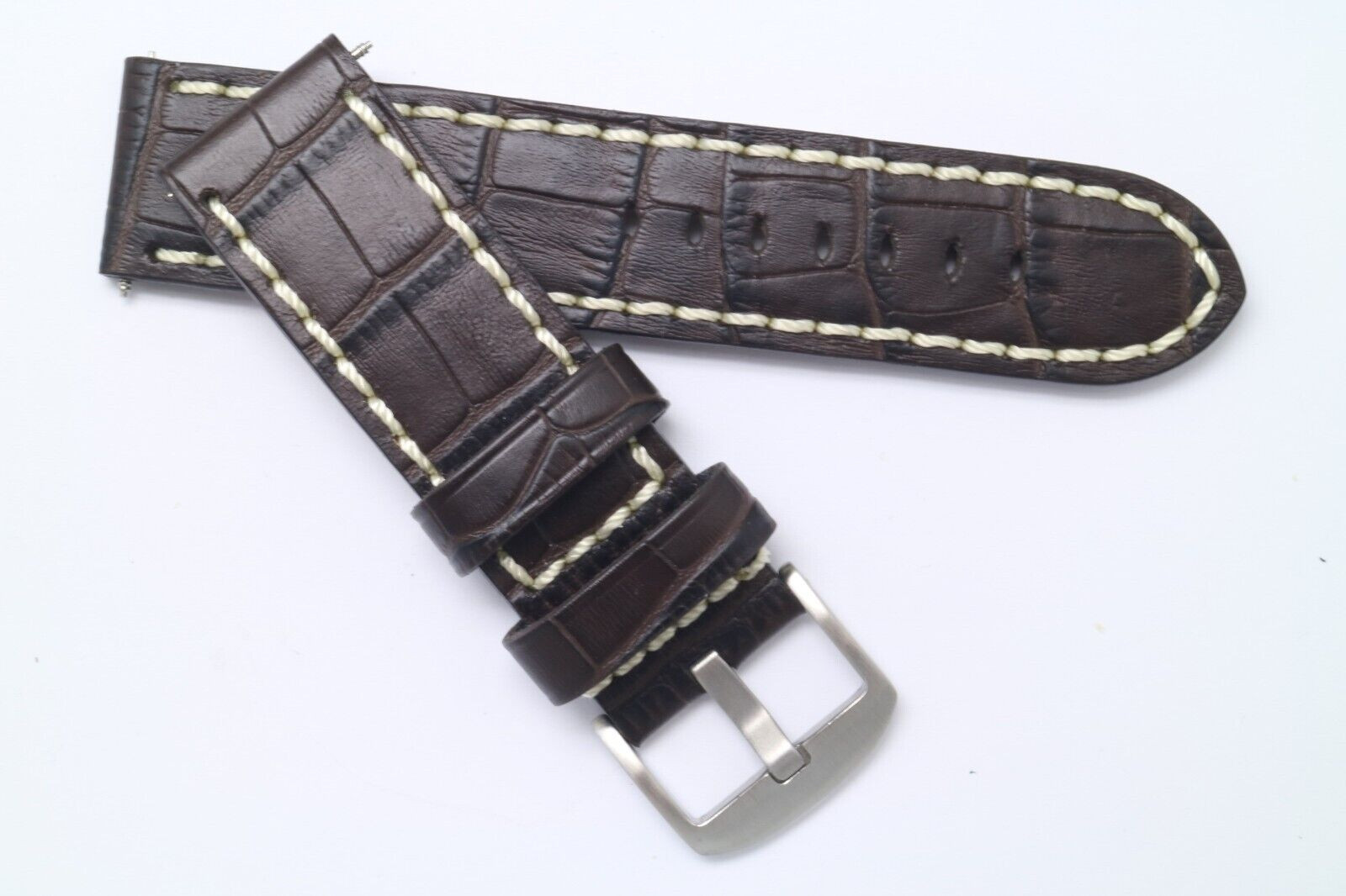 24mm Brown Croco Embossed Leather Replacement Watch Strap – U-Boat 24 & Others