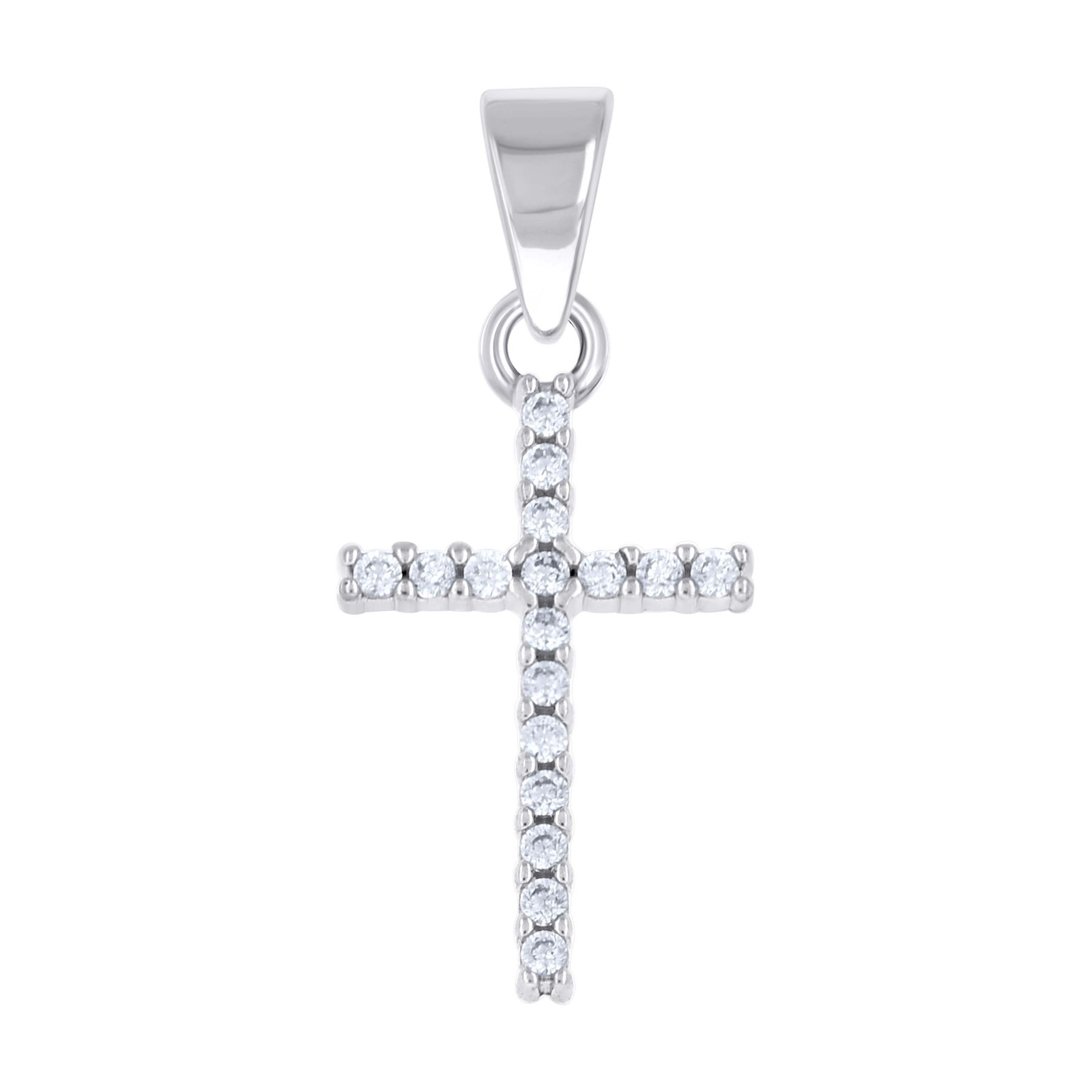 925 Sterling Silver Unisex Cubic-Zirconia Cross Religious Pendant