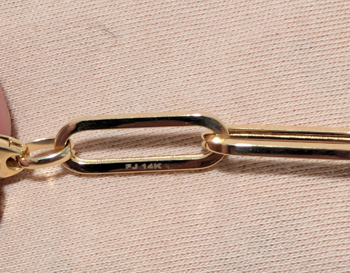 14k Yellow Gold Hollow Paperclip Link Bracelet 7″ 5.31g Never Worn Lobster Clasp