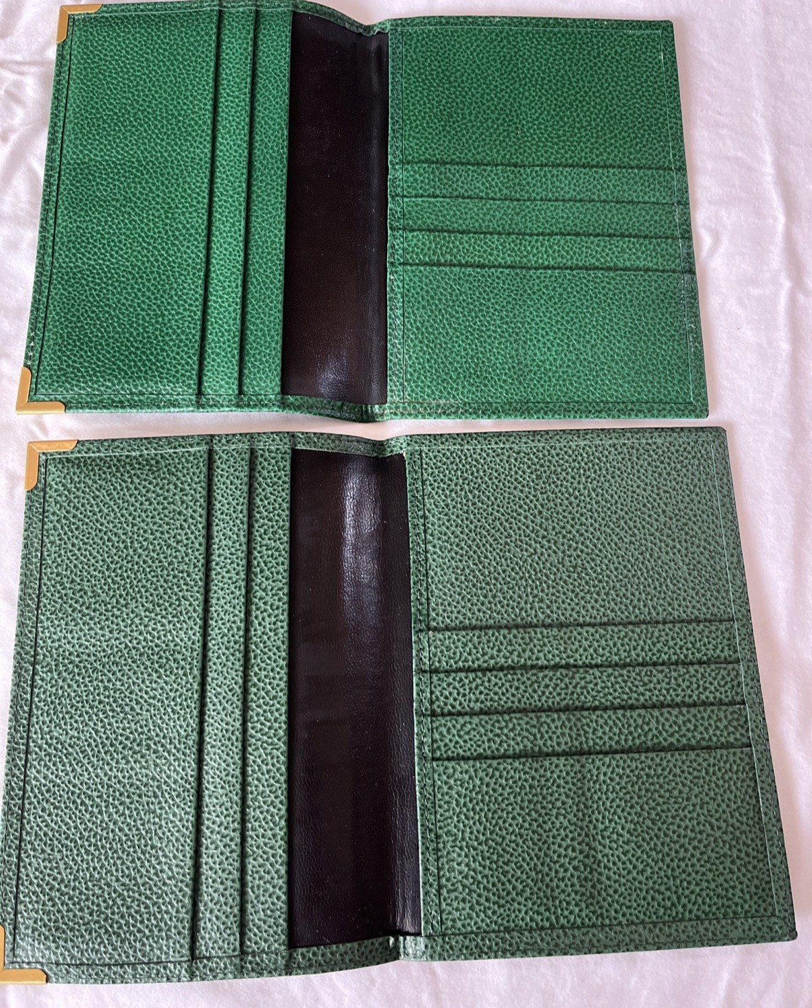 ROLEX (2) Passport Card Document Holder Wallet 68.08.55 Large Green Leather