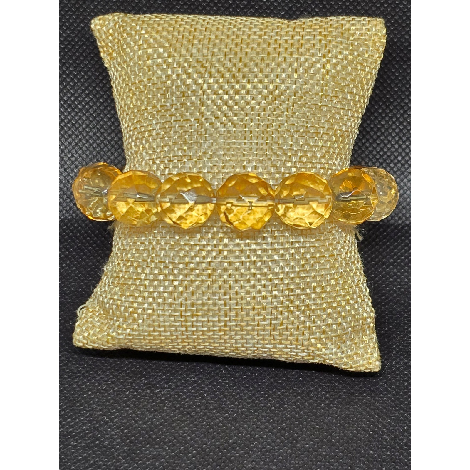 Chunky Faux Yellow Citrine Faceted Bead Stretch Bracelet Sparkling