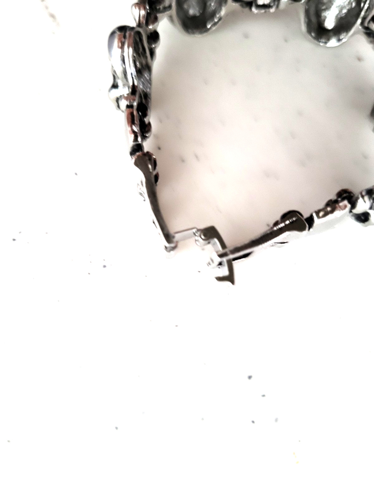 Biker gothic-style steel skull link chain bracelet