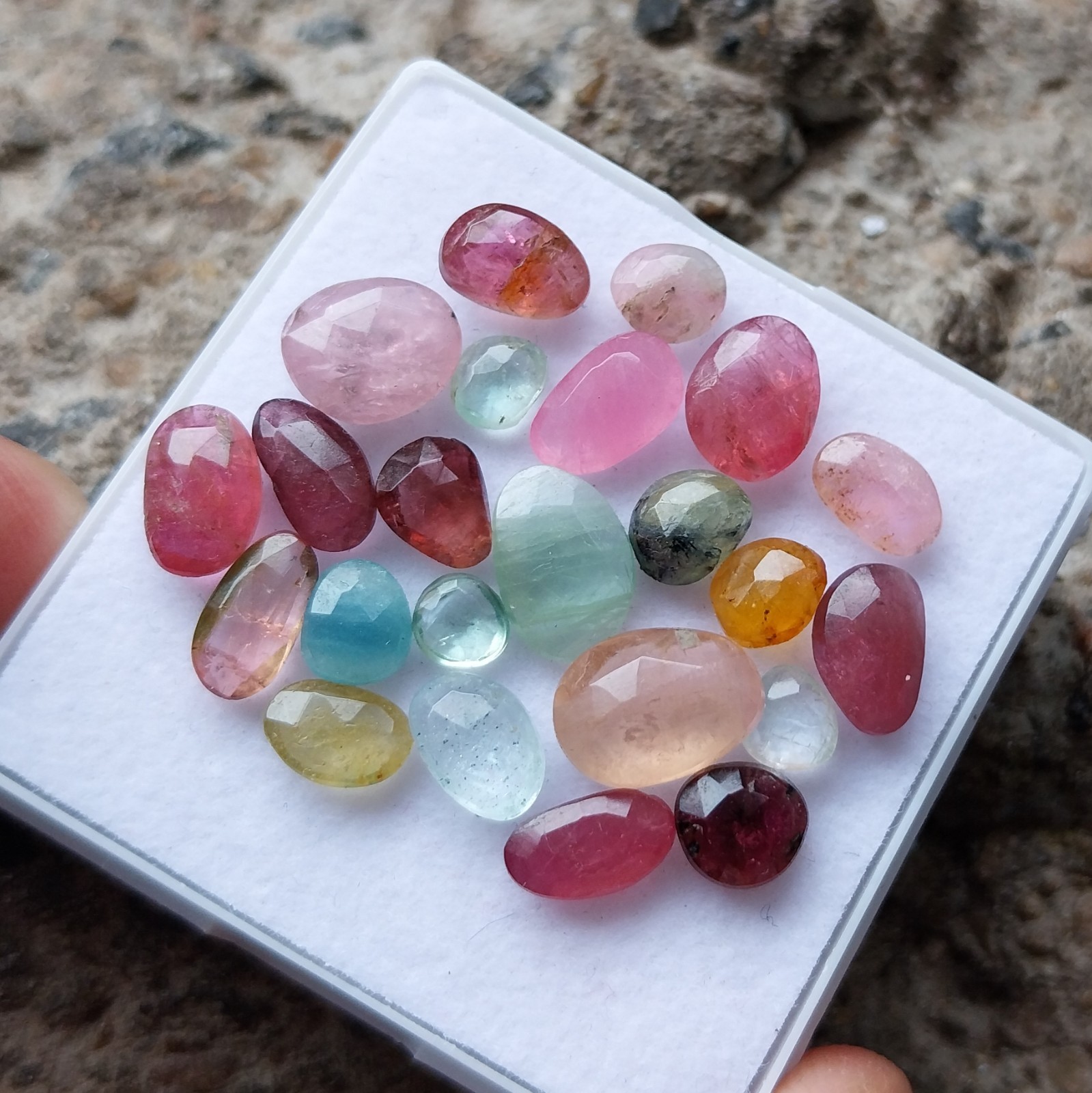 21 Carat 4.5×5 to 7×10 MM Natural Multi Color Tourmaline Rose Cut 23 Piece Lot