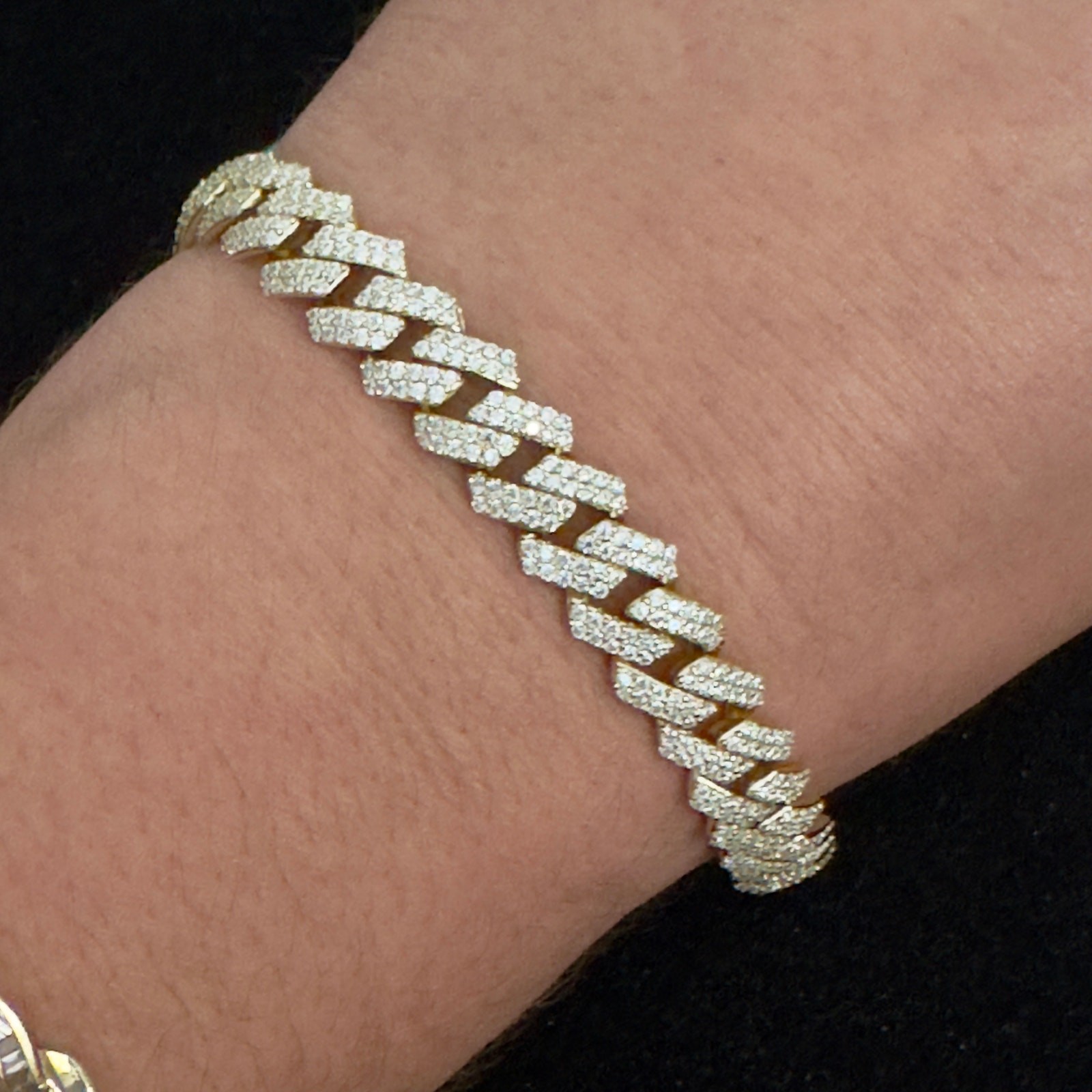 8.7mm Genuine Moissanite Iced Gold Monaco Cuban Bracelet 7.5in~NEW Retails $899