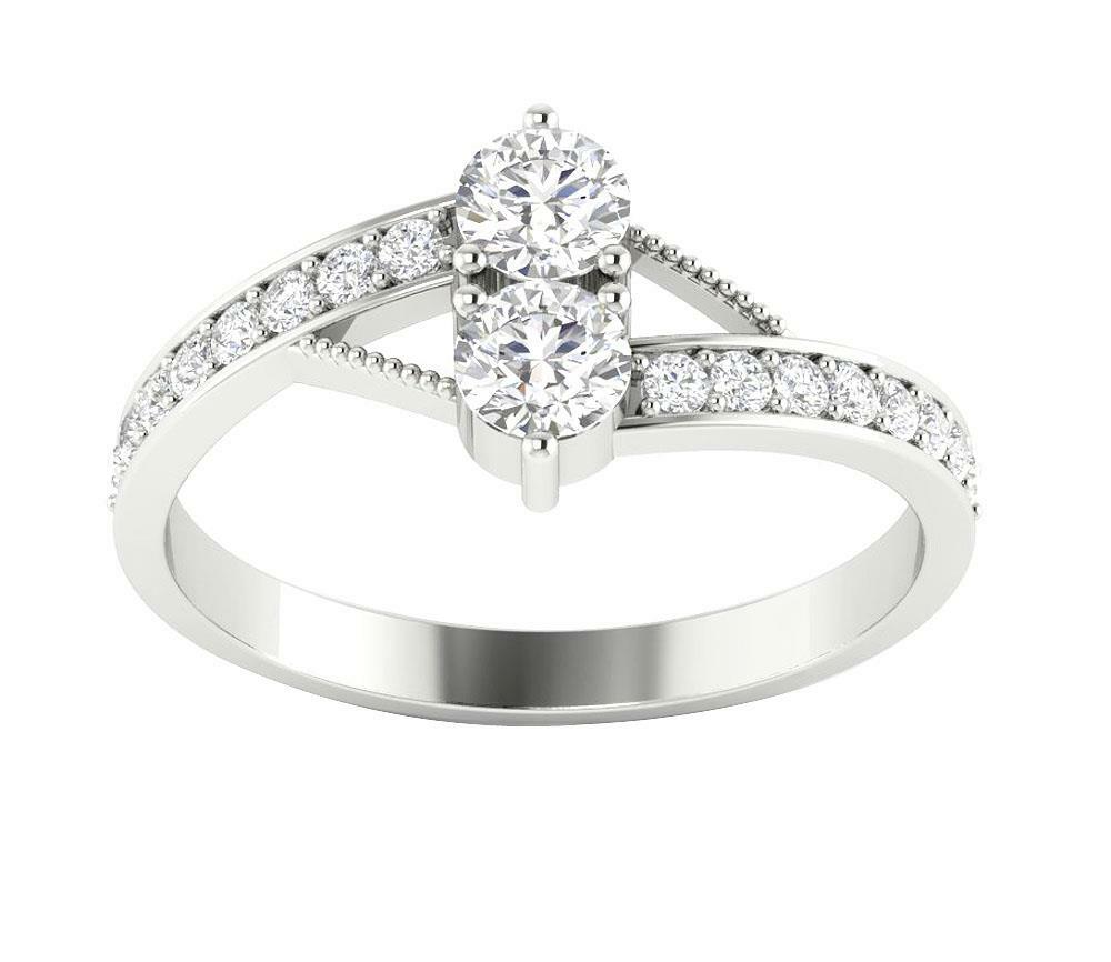 Solitaire Engagement Ring SI1 G 0.80 Carat Forever Us Two Stone Diamond 14K Gold