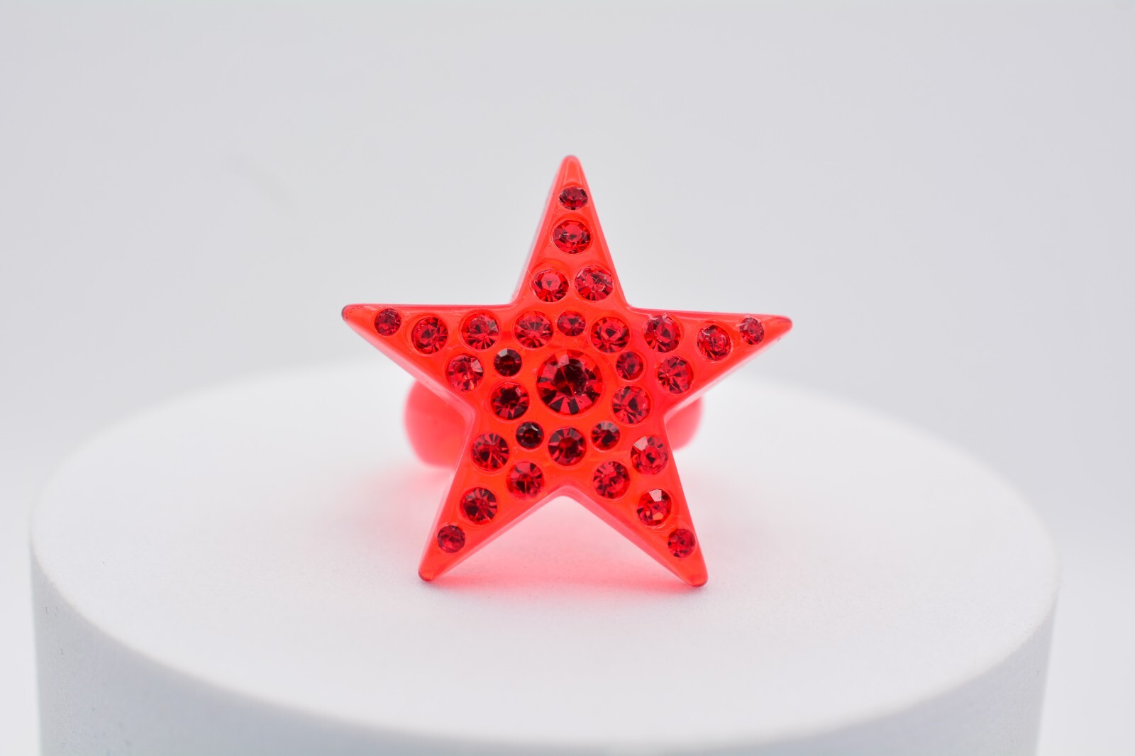 Star Cocktail Ring Rhinestone Crystal Lucite Red Purple Brown Gold Navy Silver