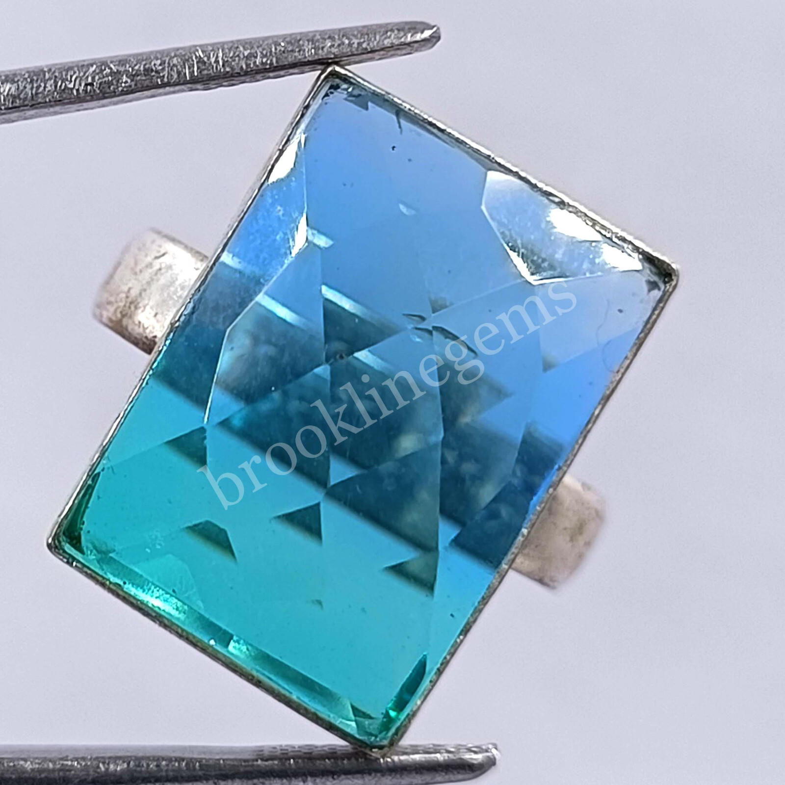 31.45 Ct 8 Size Emerald Cut Ametrine Ring 925 Sterling Silver EGL Gems 5FRU