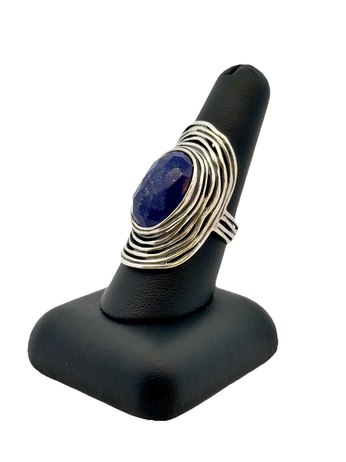 Paz Creations 925 Sterling Silver Cushion Lapis Lazuli Modernist Statement Ring