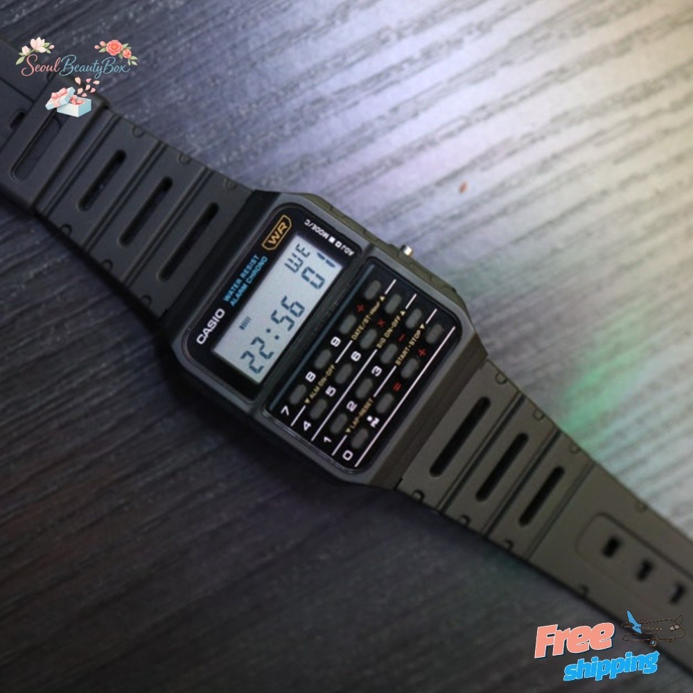 Casio CA-53W-1Z Calculator Watch Black Resin 8-Digit Dual Time Unisex Vintage