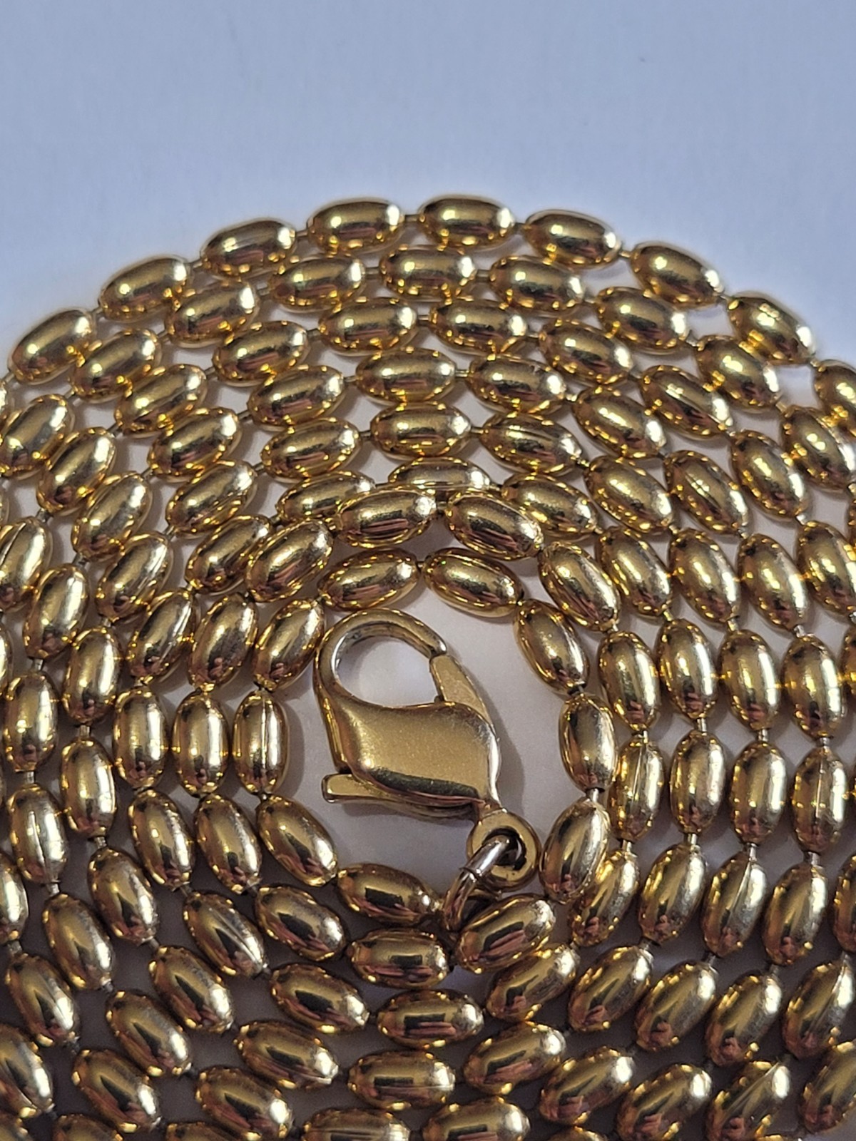 Modern Style Gold-tone Necklace Rolo Bead Chainlink 28″ Costume Fashion Jewelry