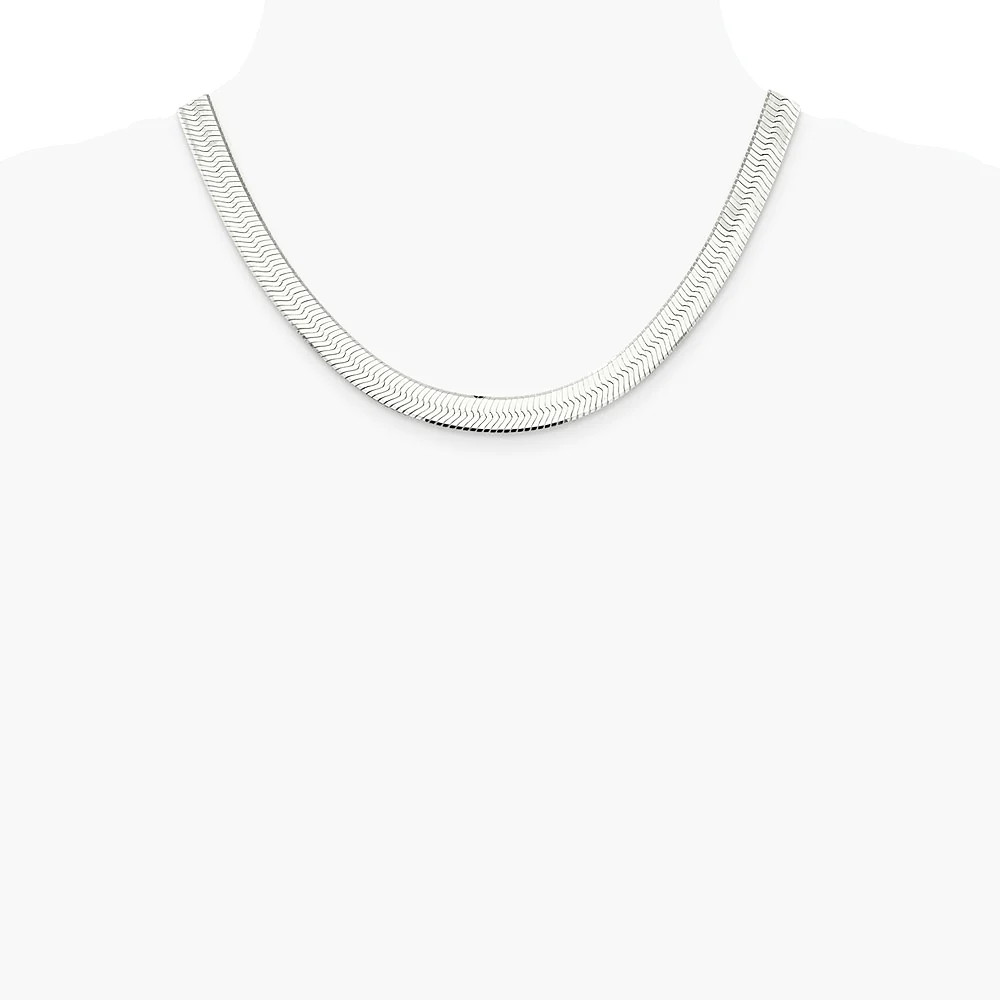 Sterling Silver 8.75mm Magic Herringbone Chain Necklace 18″-24″