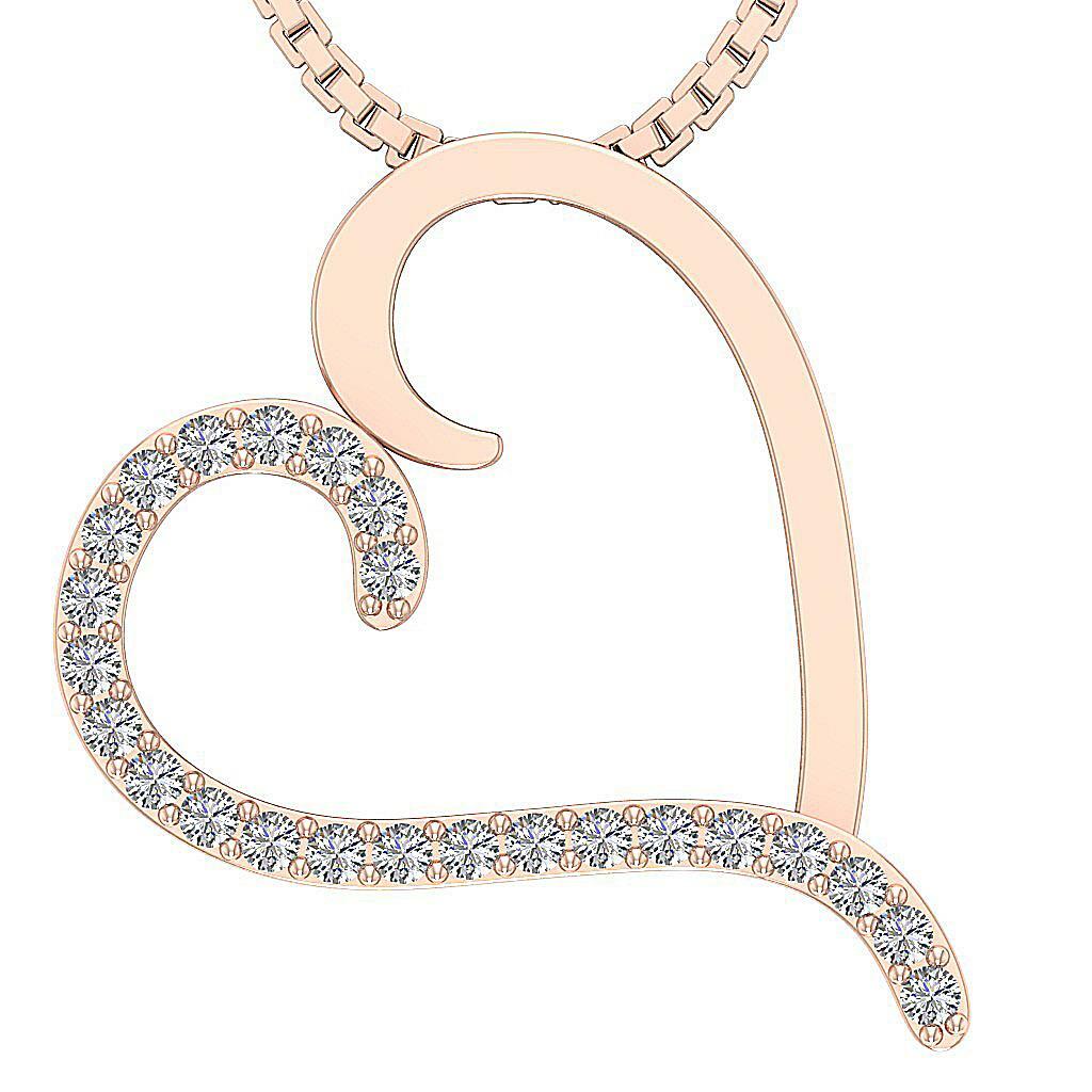 SI1 G Heart Pendant 0.50 Ct Round Diamond Prong Set 14K Gold 1.00 Inch Prong Set